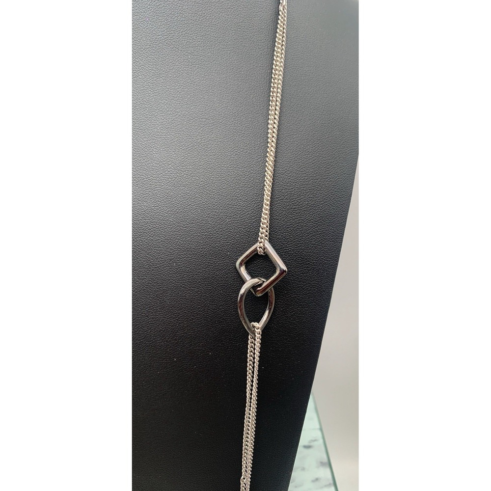 Lia Sophia Silver Tone Double Chain Necklace With Gunmetal Stations 41" - Picture 3 of 3